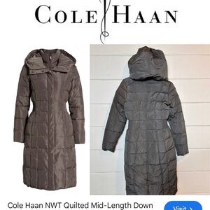 Cole Haan Women's Quilted Mid-Length Puffer Coat in Taupe